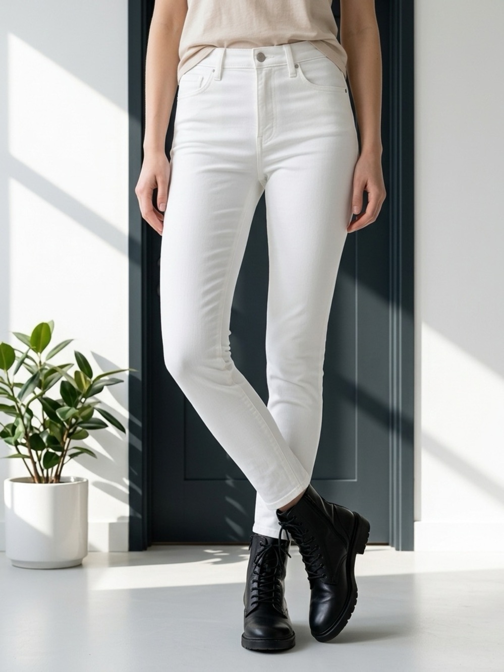 NWT EDWIN Women’s Bree Mid Rise Crop Straight Leg Ivory Jeans - Size 28